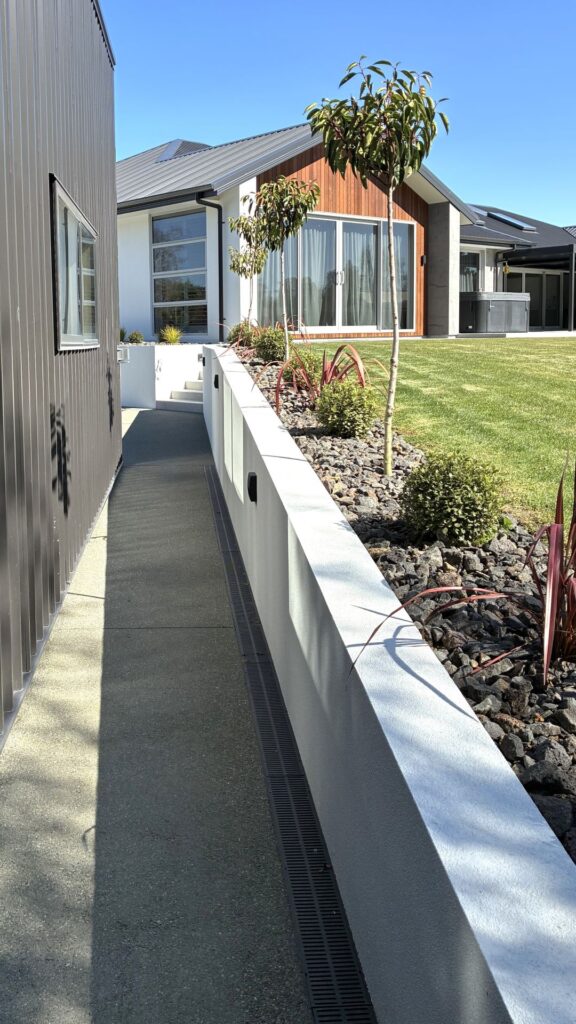 path alongside garage
